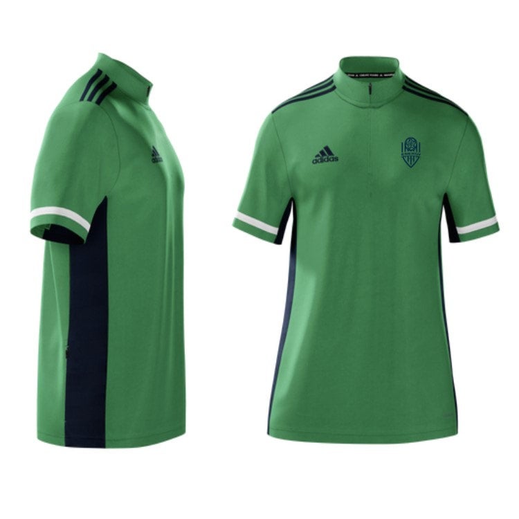 Uithoudingsvermogen Standaard Luidruchtig Adidas mi Team 1/4 Zip Short Sleeve - Green with Navy Accents & Alt Logo |  My Site